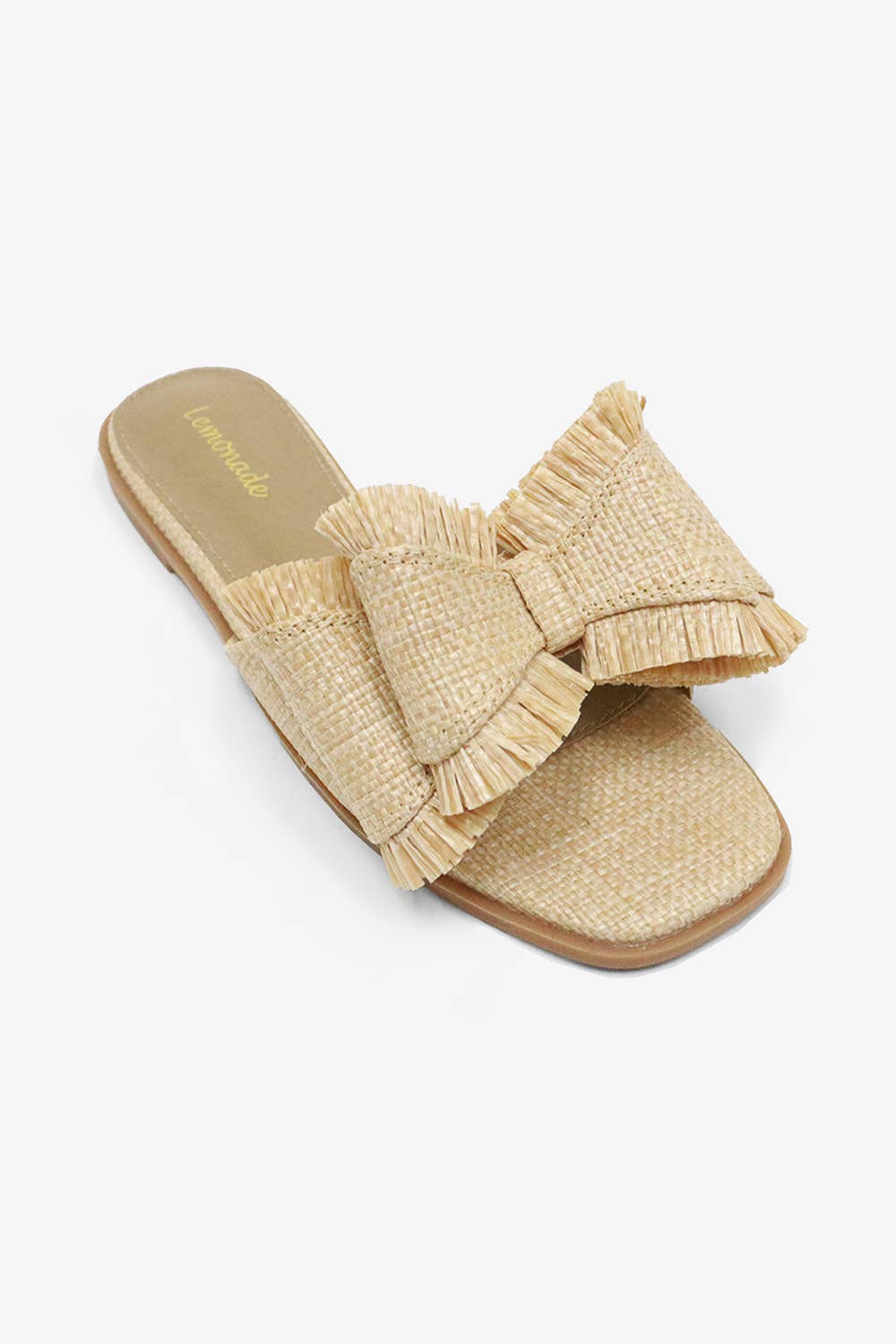 Raffia Bow Sandals, Beach Slide, Summer Flat