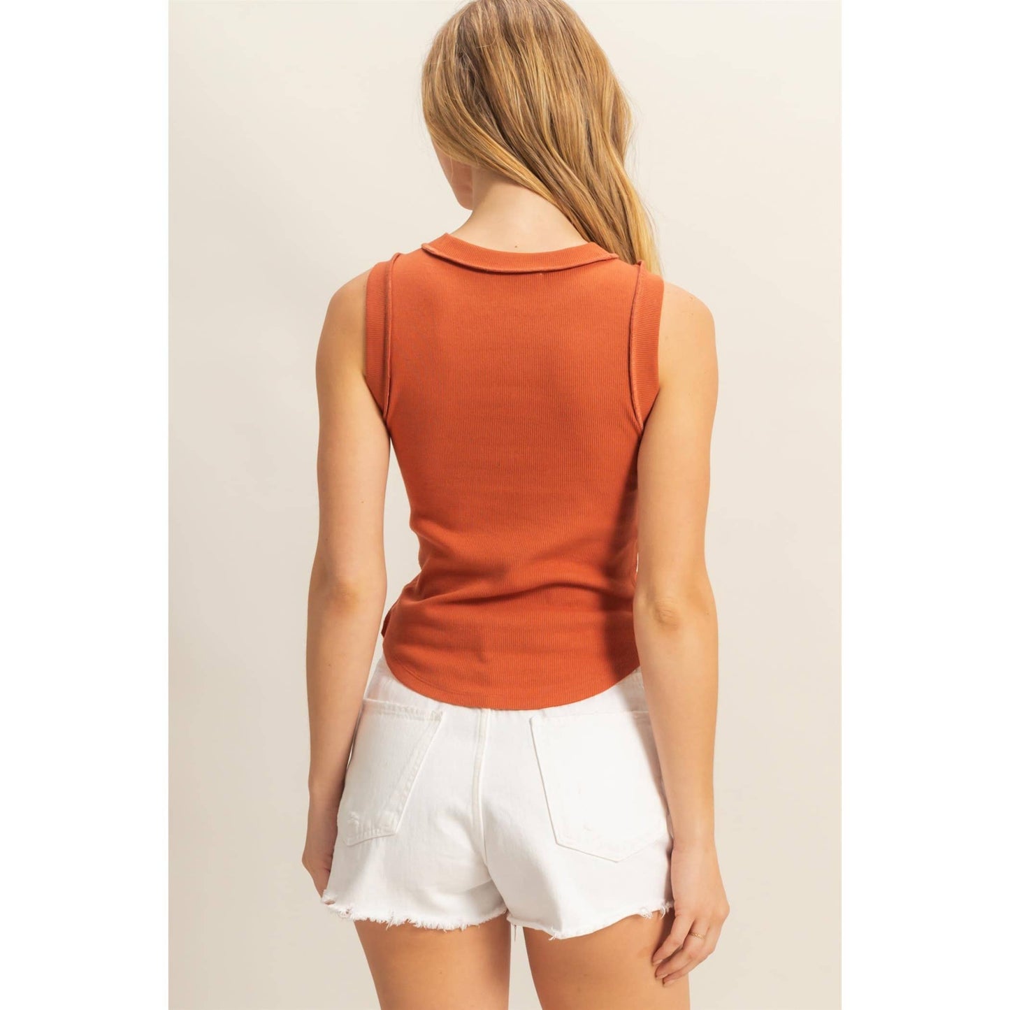 Round Neck Ribbed Tank Top