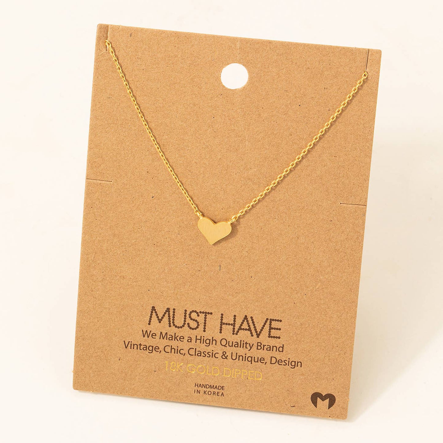 Brushed Heart Dainty Pendant Necklace
