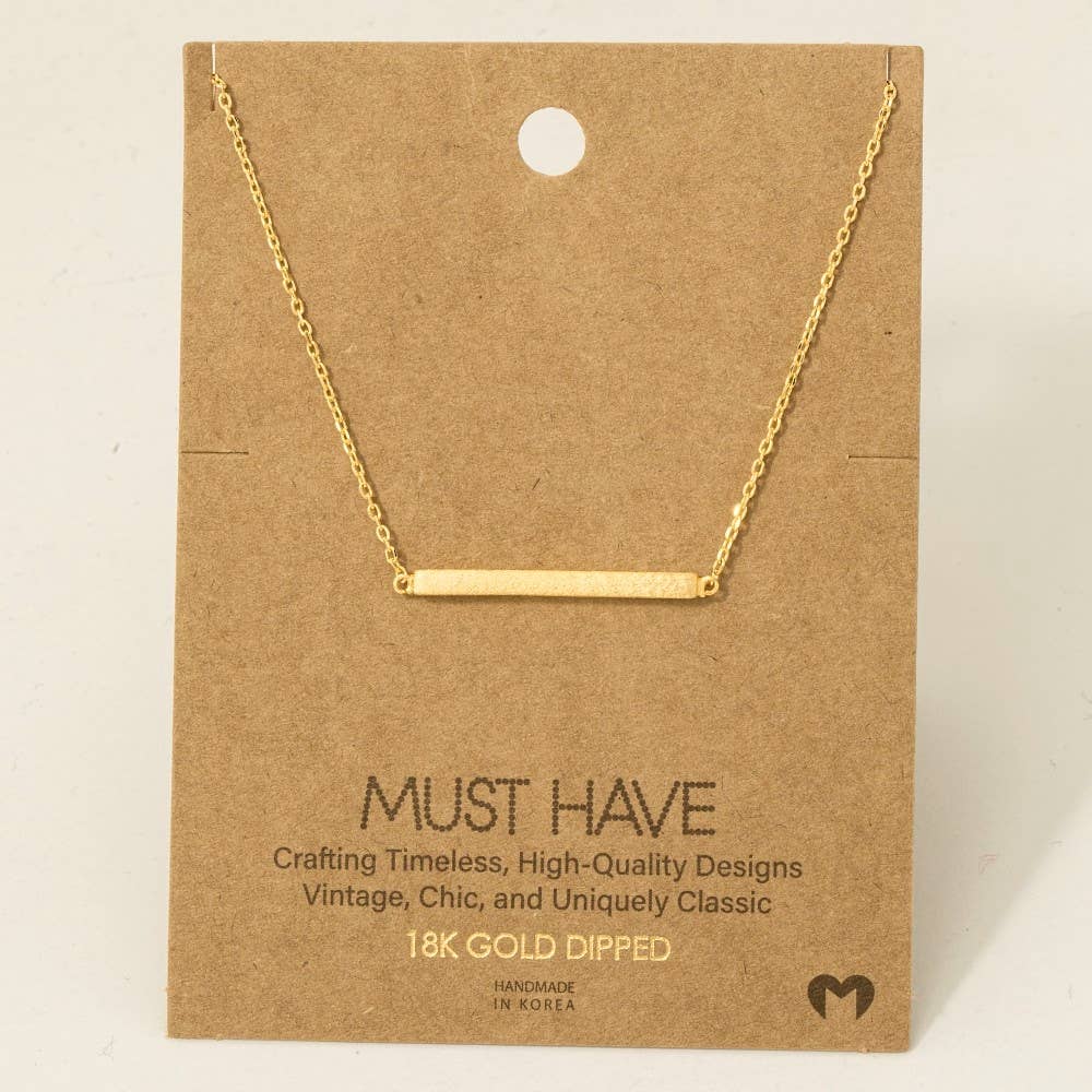Gold Dipped Thin Bar Pendant Necklace