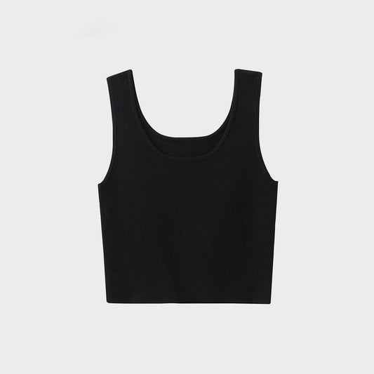 Black Knit U-Neck Tank