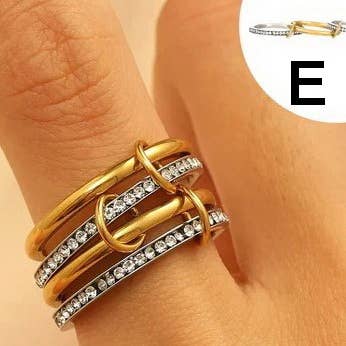 Stainless Steel Stackable Plain Band Rings Linked