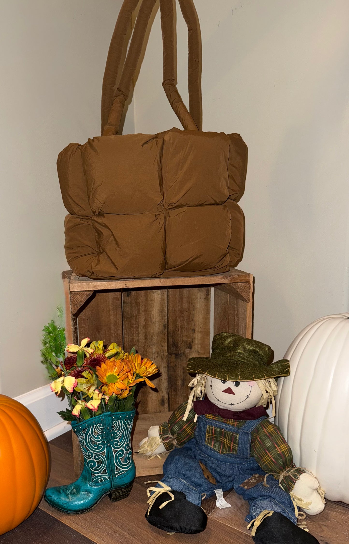 Nylon Quilted Padded Tote Bag