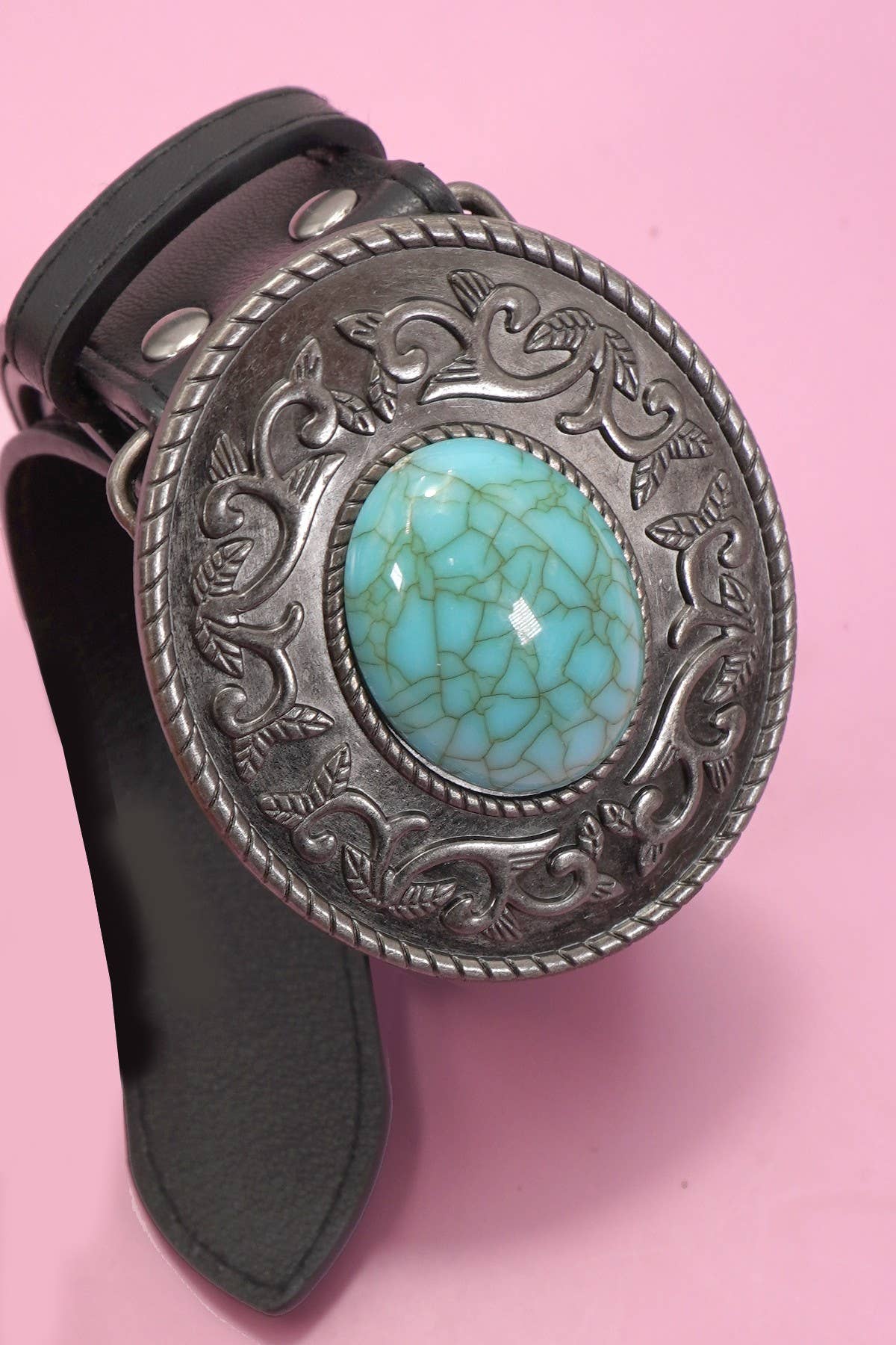 WESTERN OVAL BUCKLE FASHION LEATHER BELT