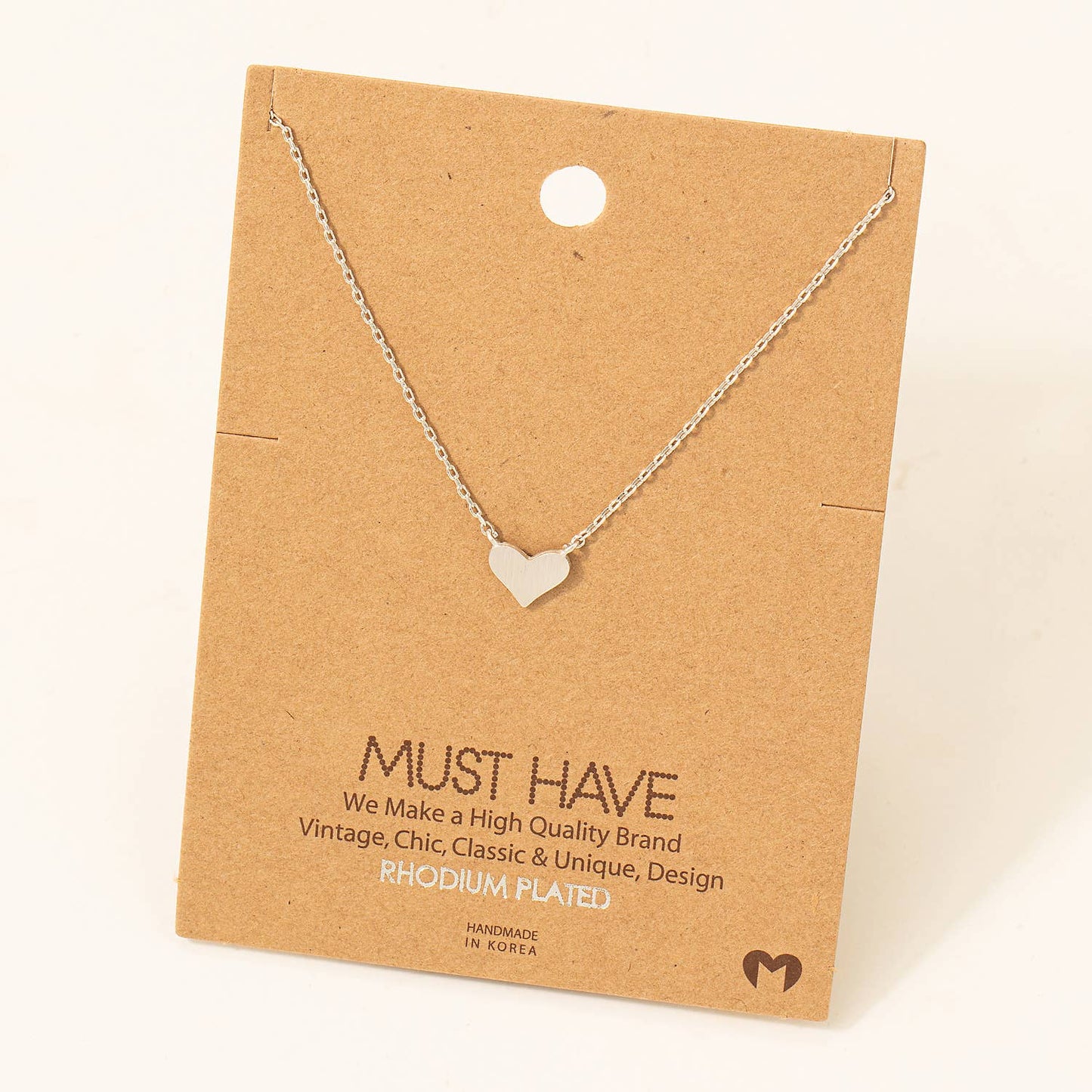 Brushed Heart Dainty Pendant Necklace