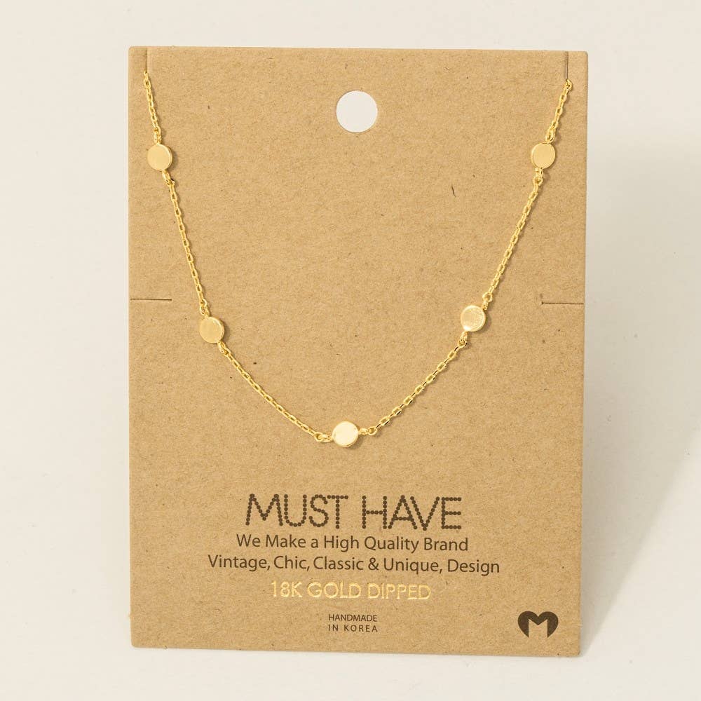 Dainty Circle Disc Station Necklace