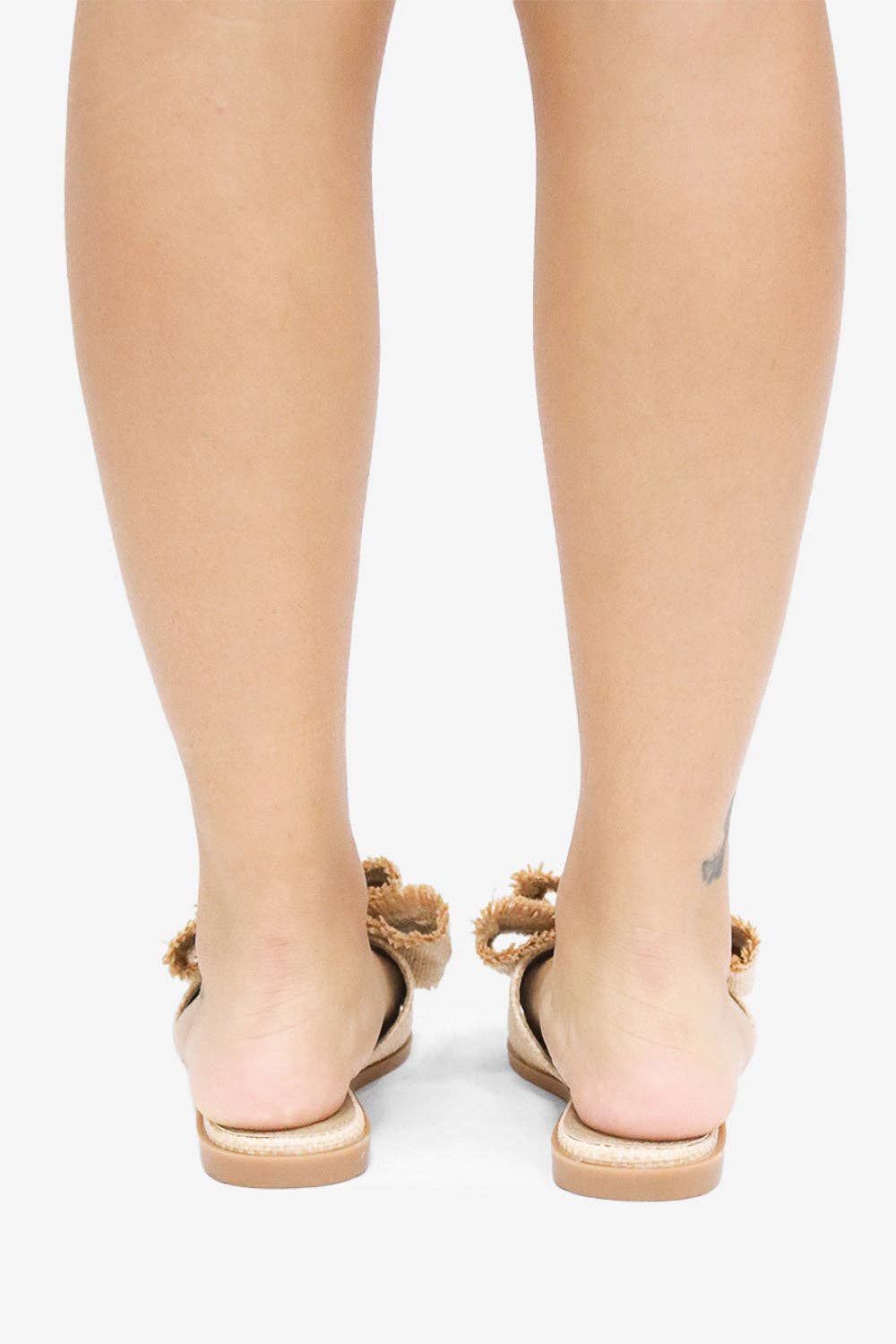 Raffia Bow Sandals, Beach Slide, Summer Flat