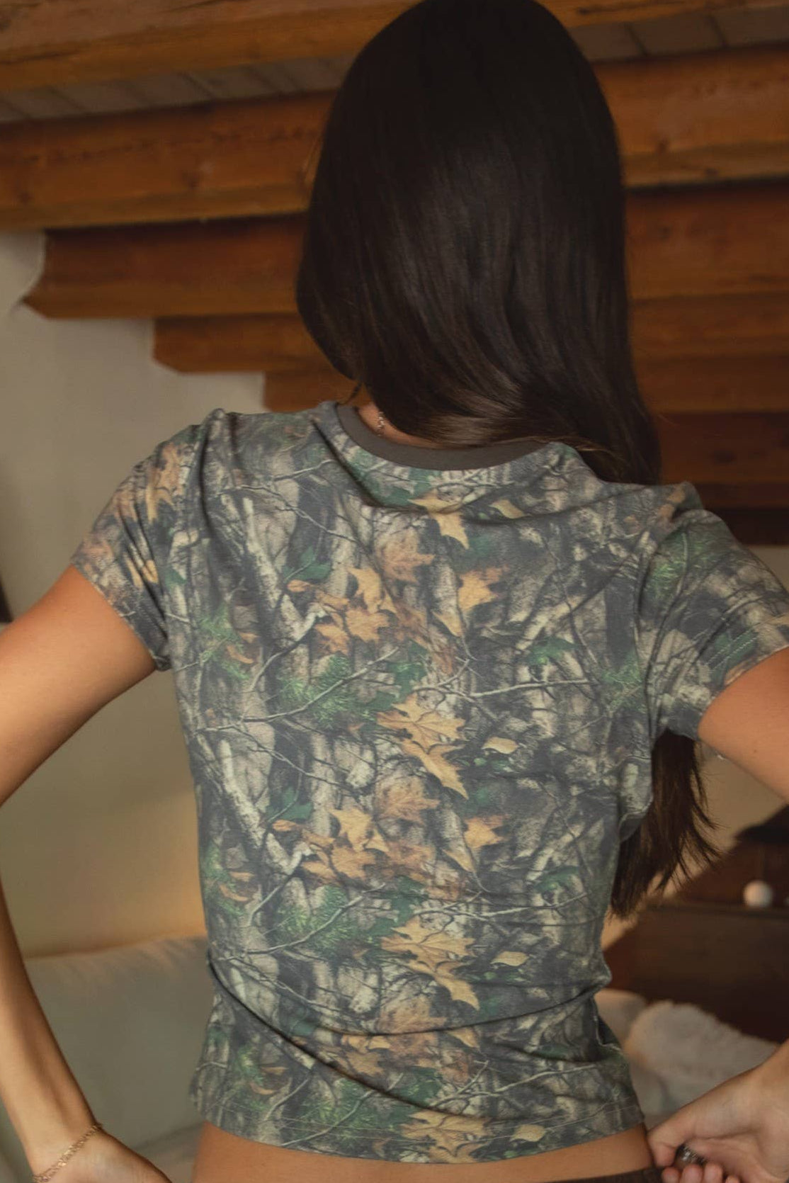 Dark Woodland Camo Jersey Baby Tee Short Sleeve Top