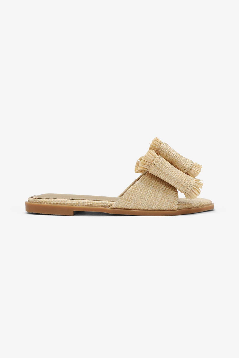 Raffia Bow Sandals, Beach Slide, Summer Flat