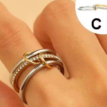 Stainless Steel Stackable Plain Band Rings Linked