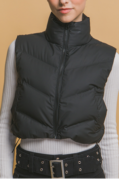 Cropped Vest With Adjustable Drawstrings