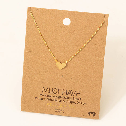 Brushed Heart Dainty Pendant Necklace