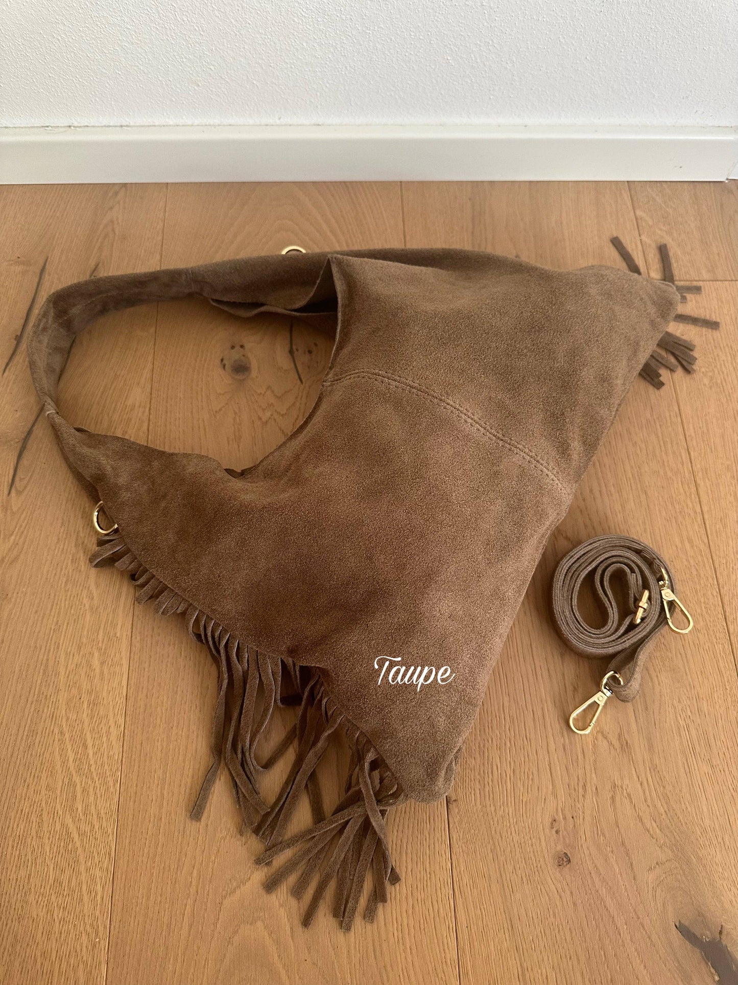Genuine Leather Suede Fringe Bag