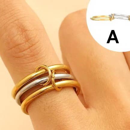 Stainless Steel Stackable Plain Band Rings Linked