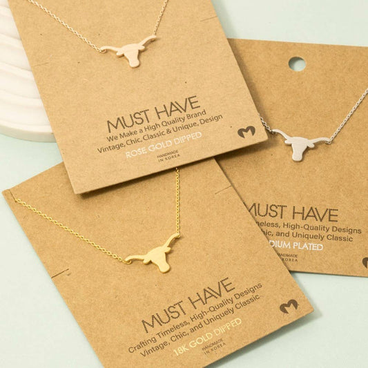 Dainty Bull Head Pendant Necklace