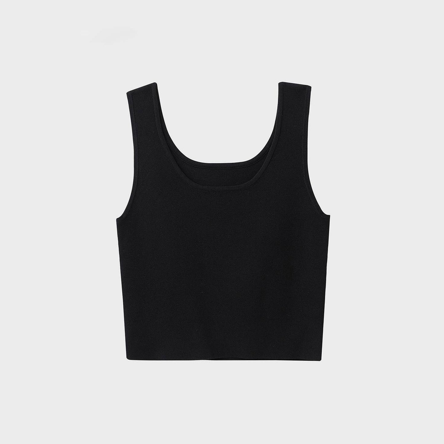 Black  Knit U-Neck Tank