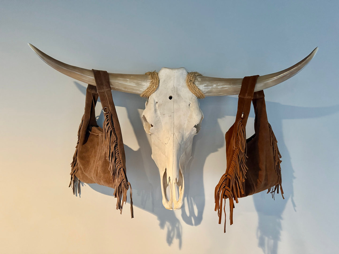 Genuine Leather Suede Fringe Bag