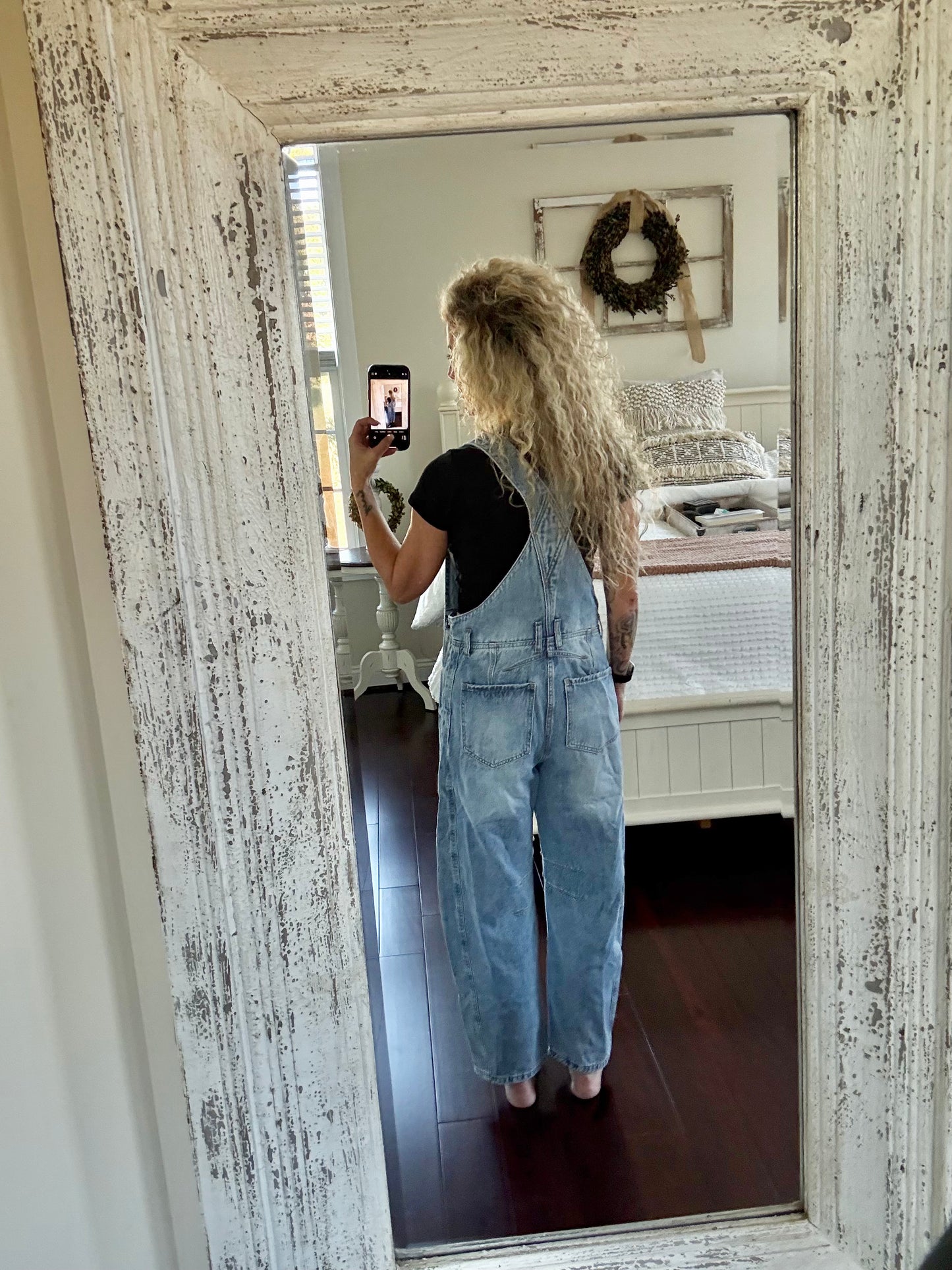 DENIM BARREL OVERALLS