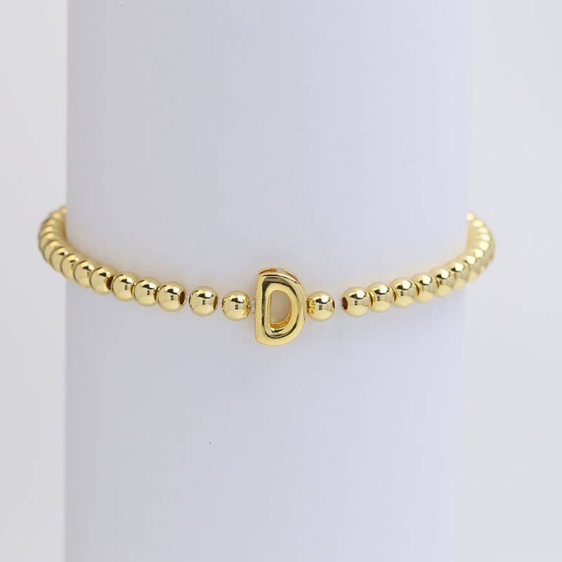 INITIAL MONOGRAM BUBBLE STRETCH BEAD BRACELET