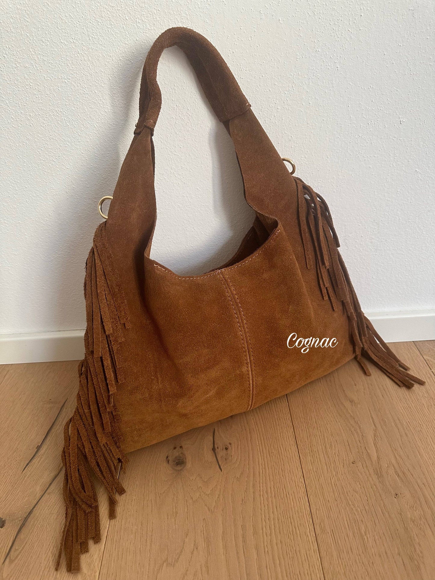 Genuine Leather Suede Fringe Bag