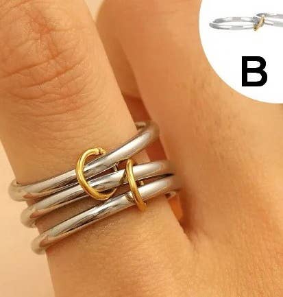 Stainless Steel Stackable Plain Band Rings Linked