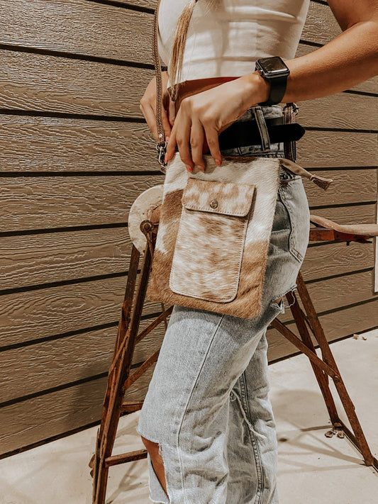 Brown Cowhide Small Crossbody