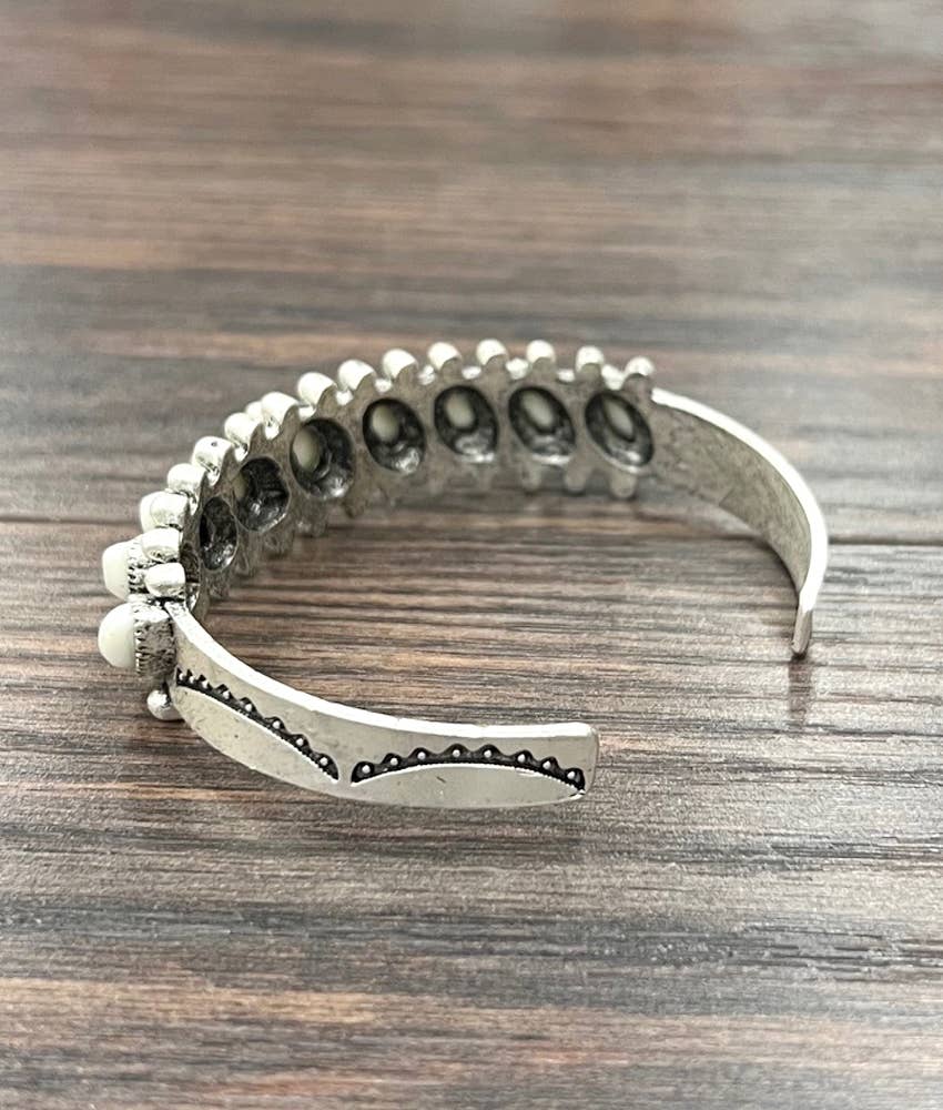 Offset Oval White Turquoise Cuff Bracelet